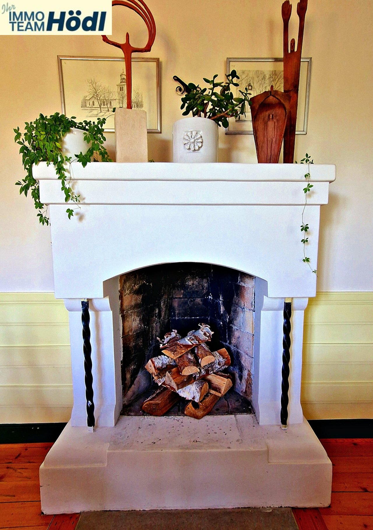 Kamin im Frühstücksraum 