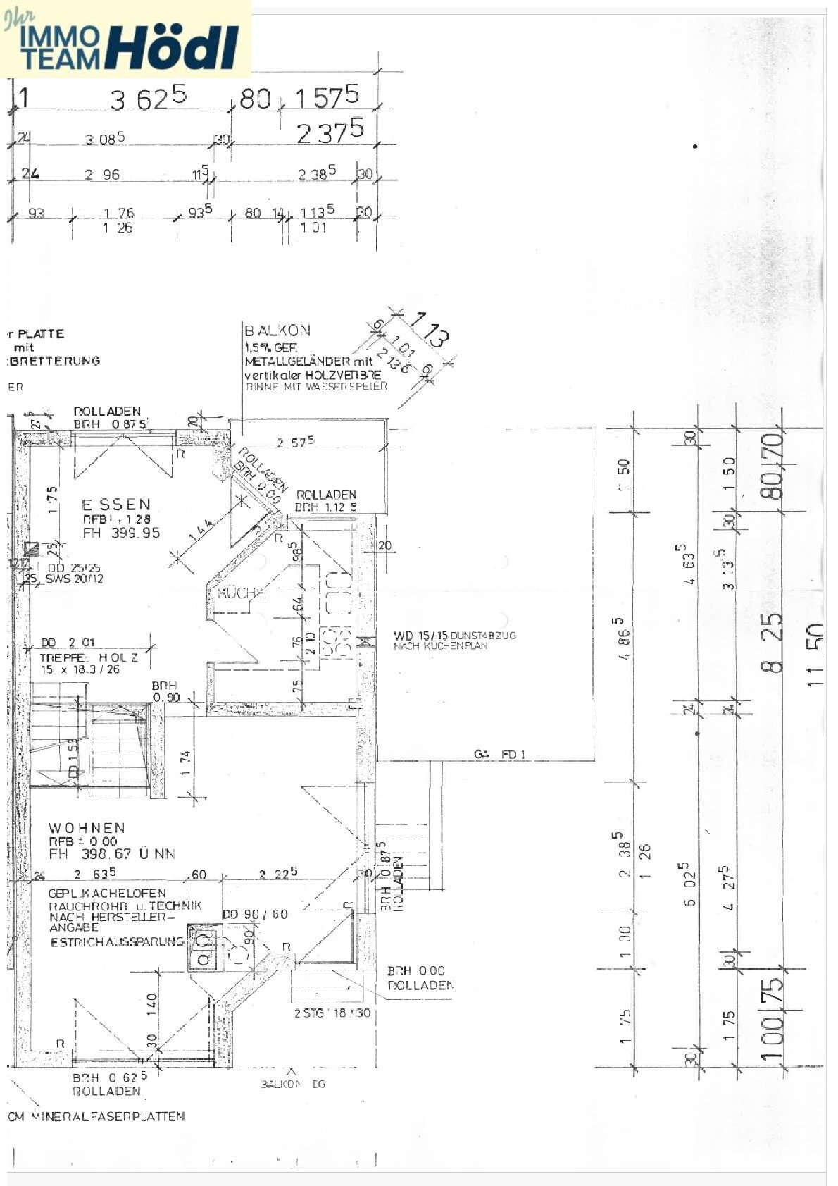 Grundriss Wohnzimmer-Esszimmer-Küche